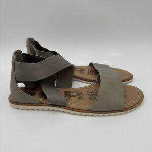 Sorel Ella II Gray Leather Sandals Flats Shoes Womens‎ Size 10 Strappy
